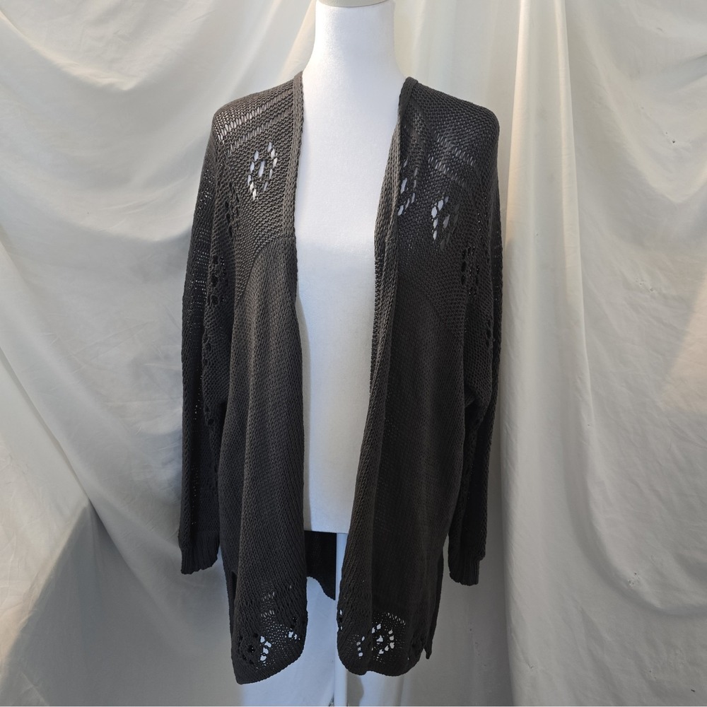 Wooden Ships Open Front Knit Cardigan Sweater Boho-chic Draped Gray Size M/L